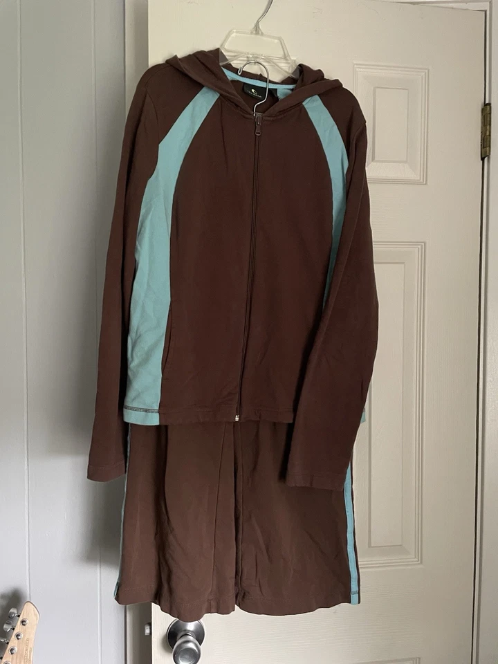 Sudadera TekGear Vintage Marrón, Azul Para Mujer Talla L - Pantalones Capri con Cremallera Y2K Foto 1 de 4