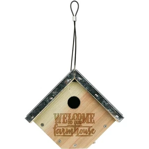 Natures Way Galvanized Weathered Cedar Wren House, “Welcome to our Farmhouse” - Bild 1 von 5