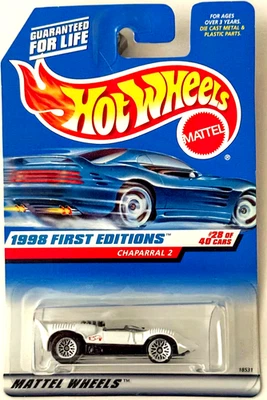 1998 Hot Wheels #669 First Editions 28/40 CHAPARRAL 2 White w/Chrome Lace Spokes - Image 1 of 2