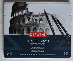 Derwent Graphic 9B-9H Graphit 24 Bleistifte mit Metalletui - Bild 1 von 4
