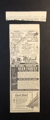 Anuncio de periódico Travel Michigan Grand Hotel Mackinac Island Deer Forest 1960 2P21 Foto 1 de 4