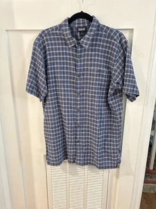 Patagonia Button Up Short Sleeve Organic Cotton Plaid Shirt Men's Size L - Picture 1 of 4