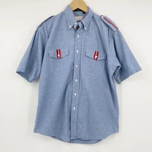 Vintage Norm Thompson Herren Kurzarm Button Down Chambray Hemd Schulterlasche Gr. M - Bild 1 von 9