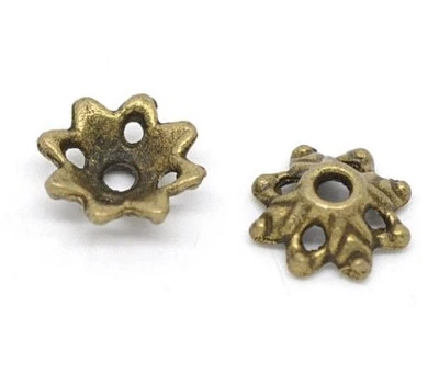 Paquete de 20 TAPAS DE CUENTAS DE FLORES DE BRONCE 5/16" x 1/8" (8 x 3 mm) fornituras (14479) Foto 1 de 2