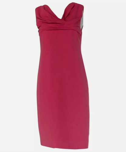 Abito VALENTINO Roma rosa fucsia corto smanicato cotone lino Taglia XS (40IT)