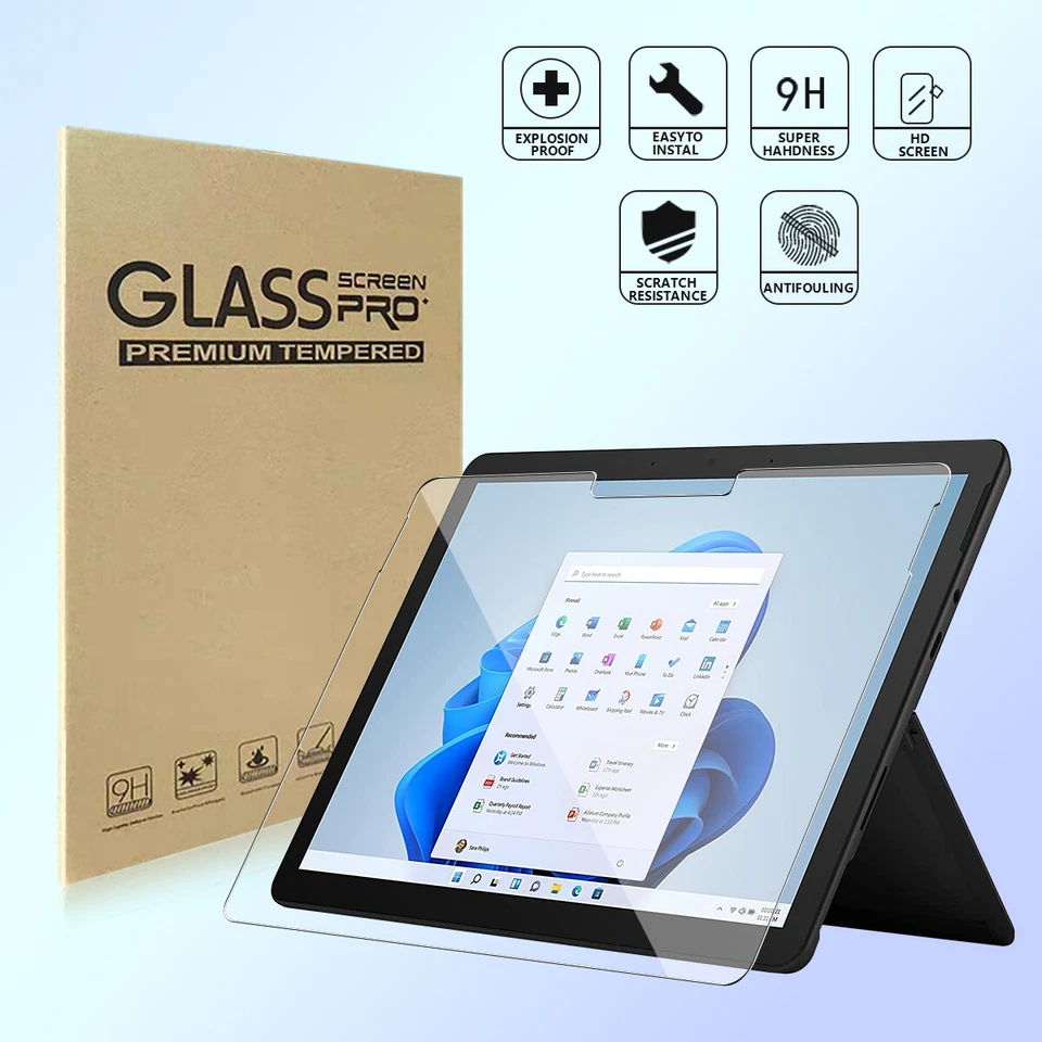 For Microsoft Surface Pro 10 9 8 X 4 5 6 7 GO 4 3 2 Tempered Glass Screen Film - Image 1 of 1