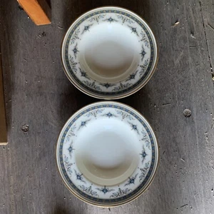 2er Set Suppenschüsseln mit flachem Rand Minton GRASMERE blau selten benutzt, 8 Zoll - Bild 1 von 3