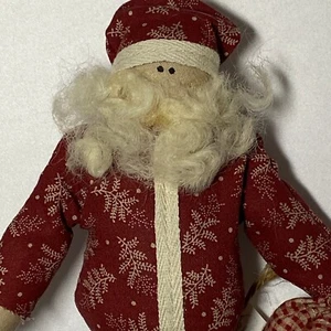 Primitive Santa Plush Ornament Collectible Creation Christmas 1991 Judy Holland - Picture 1 of 10