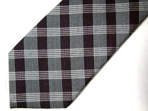 Calvin Klein Mens Necktie Tie Purple Grey Plaid 57" - Picture 1 of 3
