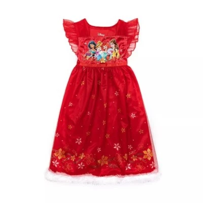 Disney Princess Toddler Girl's Christmas Holiday Red Poinsettia Nightgown, Gown - Image 1 of 2