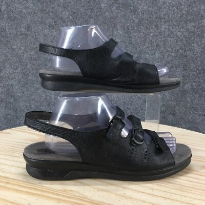 SAS Sandals Womens 10.5 M Trio II Casual Buckle Slingback Flats Black Leather - Image 1 of 4