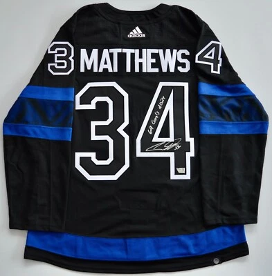 AUTO FANATICS AUSTON MATTHEWS TORONTO MAPLE LEAFS 69 GOALS BLACK ADIDAS JERSEY - Image 1 of 2