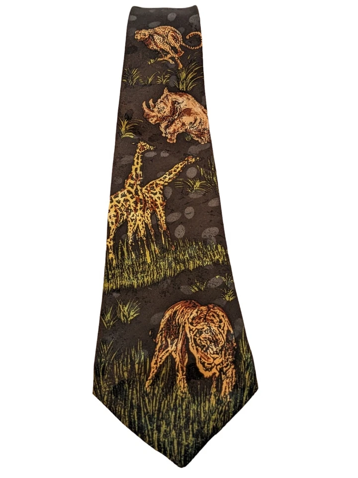 Corbata de colección Jungle Safari Animal Salvaje Zoo Novedad Corbata Clásica Negra Broadway Foto 1 de 4