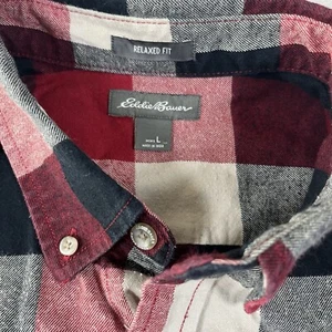 Camisa a Cuadros Eddie Bauer Para Hombre Franela Roja Negra L Manga Larga Otoño - Imagen 1 de 7
