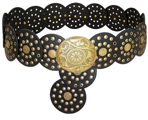 Wide Disc Belts for Women Concho Leather Disk Belt Hollow Out Western Waist B... - Picture 1 of 6