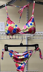 Unbranded Swimsuit Bikini Floral Set Multicolor Spaghetti Straps Size Small New - Picture 1 of 16