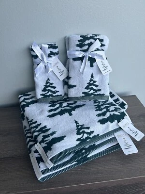 BIANCA Juego de 6 Toallas de Baño Árboles de Navidad 100% Algodón Foto 1 de 4