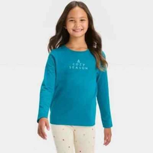 Cat & Jack Girls' Cozy Season Long Sleeve Graphic T-Shirt - Picture 1 of 4