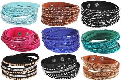 Wickelarmband Strass Damen Armband Slaker Trendy Glitzer Geschenk Bracelet WOW - Bild 1 von 3
