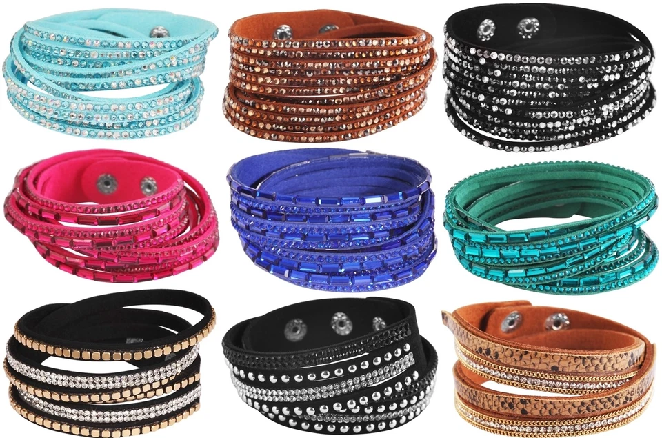 Wickelarmband Strass Damen Armband Slaker Trendy Glitzer Geschenk Bracelet WOW - Bild 1 von 3