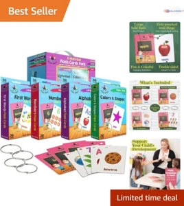 Set of 4 Toddler Flash Cards: Alphabet, Numbers, Colors & Shapes for Ages 3-7 - Picture 1 of 10