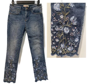 Driftwood Candace Jeans Womens 25" Embroidered Floral Festival Indie Fairycore - Picture 1 of 10