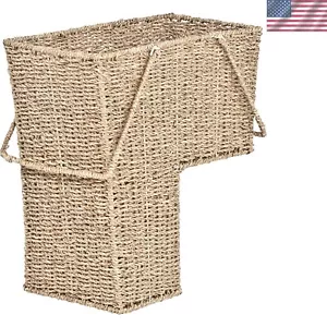 Rectangular 15" Wicker Storage Basket for Stair Organization - Natural Finish - Picture 1 of 3