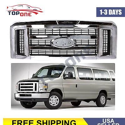 Grille  For 08-21 Ford E-350 Super Duty 08-14 E-250 E-150 Chrome - Image 1 of 4