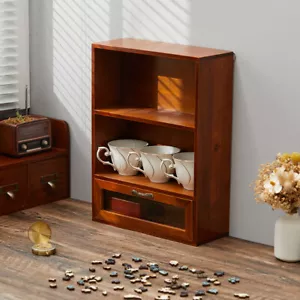 Small Wood Cabinet Retro Storage Drawer Case Display Shelf Makeup Box Cup Holder - Picture 1 of 11