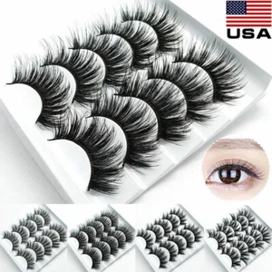 5 Pairs Faux Mink Hair 3D Fluffy False Eyelashes Long Thick Fake Lashes Beauty - Picture 1 of 16