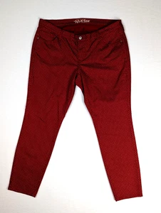 Old Navy Rockstar Women's Jeans 18 Red Polka Dot Skinny Mid Rise - Picture 1 of 12