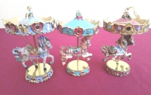Vintage 1999 Set Of 3 Bradford Edition Horse Carousel For All Seasons Ornaments - Picture 1 of 15
