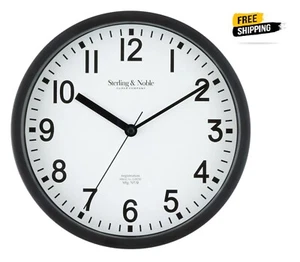 NEW 8.78" Basic Indoor Analog Round Modern Wall Clock, Black - Picture 1 of 5