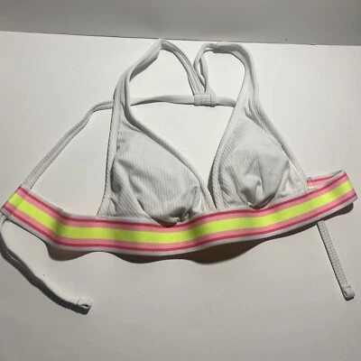 Xhilaration Women's White/Green/Pink Bikini Top, Size D/DD - Image 1 of 3