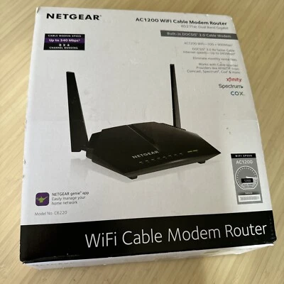 NETGEAR Dual-Band AC1200 Router with 8x4 DOCSIS 3.0 Cable Modem - Black (C6220) - Image 1 of 4