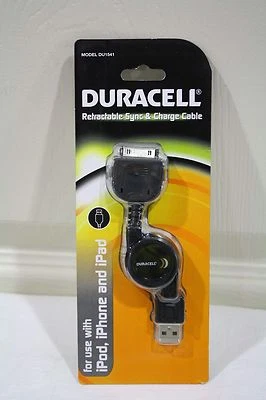 New Duracell Retractable Sync & Charge Cable For iPod, iPhone and iPad (DU1541) - Image 1 of 4