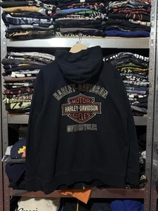Vintage Harley Davidson Motorcycles Retro Black Men’s Hoodie Size M Y2K Hype - Picture 1 of 10