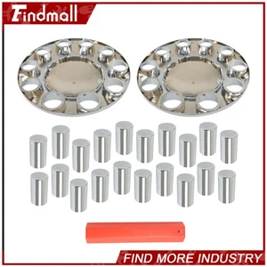 Findmall Chrome Front Axle Cover Hub Cap Thread-On 33mm Truck Lug Nuts For Truck - Picture 1 of 11