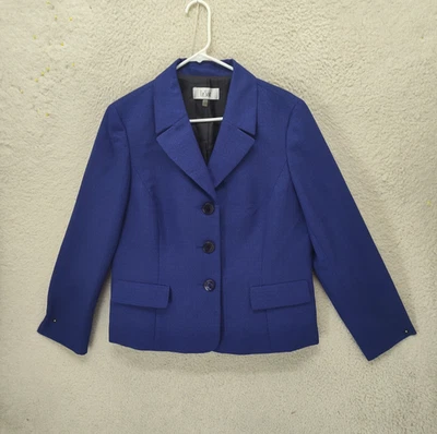 Blazer Le Suit Mujer Chaqueta 16 Azul 100% Poliéster Cuello Abotonado Calce Clásico Foto 1 de 4