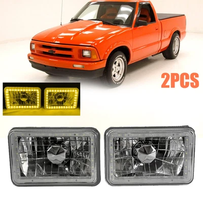 Par de faros LED Fit Chevrolet S10 Blazer 1995 1996 1997 4x6" con halo amarillo Foto 1 de 4