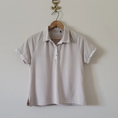 Columbia Golf Activewear Tan Polo Leopard Trim Size Large - Image 1 of 4