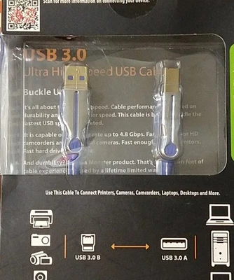 Monster USB 3.0 Ultra High Speed Cable Connect Printer Laptop Computer MALE A B - Image 1 of 4