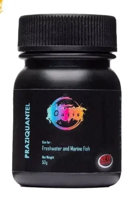 Oasis Praziquantel Fish Medication 50g Deworm Lice Anchor Parasites Marine Water - Image 1 of 4