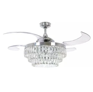Veil 48-in. Chrome With Retractable Clear Blades Downrod Mount Indoor Ceiling  - Picture 1 of 3