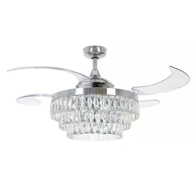 Veil 48-in. Chrome With Retractable Clear Blades Downrod Mount Indoor Ceiling  - Image 1 of 3
