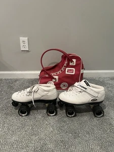Vintage Riedell Carrera Speed Skates 105W/#2 Mens Size 9 White Sure Grip 96A - Picture 1 of 11