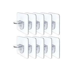 Transparent Self-Adhesive Shelf Hooks – Ideal for Home & Office Use - Picture 1 of 15