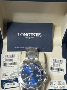 Longines HydroConquest Automatic Blue Dial W/ Ceramic Bezel L3.782.4.96.6 BNIB - Picture 1 of 6