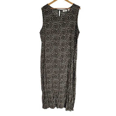 Maxi Vestido Studio Ease Para Mujer Talla 26W Leopardo Rayón Sin Mangas Ligero Foto 1 de 4