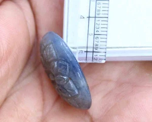 Natural Old Blue Sapphire Carved Flower 37.10 Ct Loose Gemstone For Pendant - Picture 1 of 4